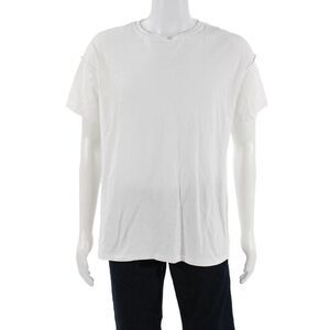 Purple Mens T-Shirt White Cotton Crew Neck Short Sleeve Size S